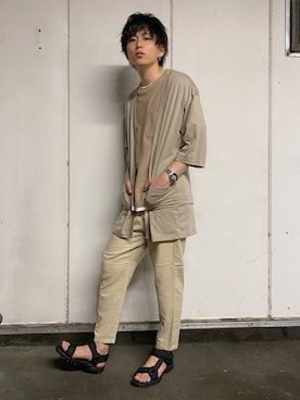 「WEGO（ウィゴー）のアイテム（その他パンツ）」を使った、西村智也さん（メンズ・178cm）の夏コーディネート