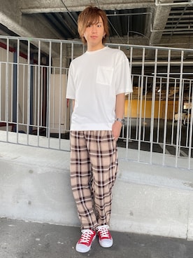 「WEGO（ウィゴー）のアイテム（スラックス）」を使った、西村智也さん（メンズ・178cm）の夏コーディネート