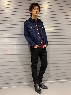 「WEGO（ウィゴー）のアイテム（デニムジャケット）」を使った、西村智也さん（メンズ・178cm）の秋コーディネート