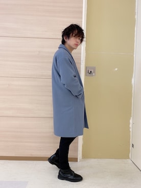 「WEGO（ウィゴー）のアイテム（チェスターコート）」を使った、西村智也さん（メンズ・178cm）の冬コーディネート