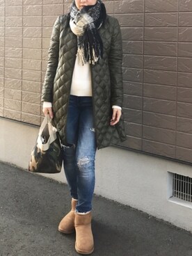 「カシミアニット」｜「アイテム（ジャケット/アウター）」を使った、yumiさん（レディース・159cm）の冬コーディネート