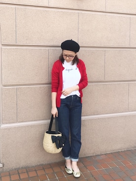 「ベレー帽推奨委員会」｜「アイテム（福袋/福箱）」を使った、yumiさん（レディース・159cm）の春コーディネート