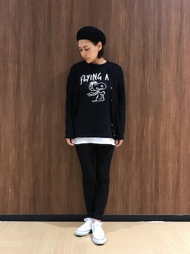 「Alpha Industries（アルファインダストリーズ）のアイテム（トップス）」を使った、yumiさん（レディース・159cm）の春コーディネート