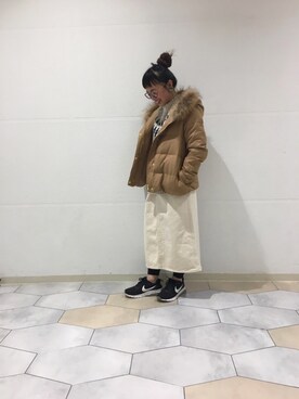 「テチチ(Te chichi)」｜「アイテム（ダウンジャケット/コート）」を使った、chiiさん（レディース・148cm）の冬コーディネート