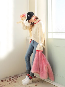「リブ　」｜「アイテム（その他アウター）」を使った、kormarchさん（レディース・167cm）の冬コーディネート