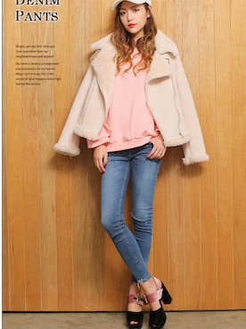 「アイテム（ムートンコート）」を使った、kormarchさん（レディース・167cm）の冬コーディネート