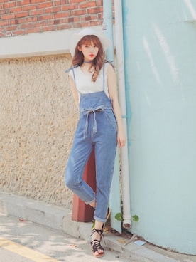 「アイテム（サロペット/オーバーオール、その他）」を使った、kormarchさん（レディース・167cm）の夏コーディネート