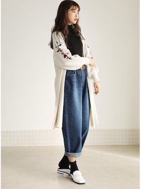 「アイテム（カーディガン/ボレロ、その他）」を使った、kormarchさん（レディース・167cm）の秋コーディネート