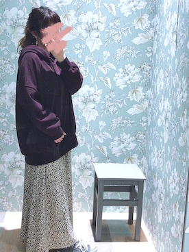 「Green　Parks（グリーンパークス）の裏毛ボリュームパーカー＊（パーカー）」を使った、あっちゃんさん（レディース・148cm）の秋コーディネート