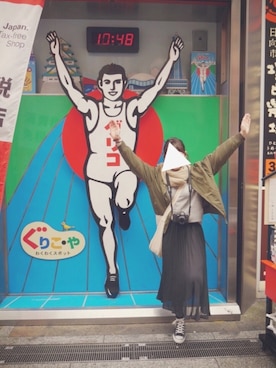 「大阪」｜「アイテム（ブルゾン）」を使った、nzm.さん（レディース・155cm）の冬コーディネート