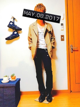 「BACK NUMBER（バックナンバー）のアイテム（トレンチコート）」を使った、SEIYA☻さん（メンズ・174cm）の春コーディネート