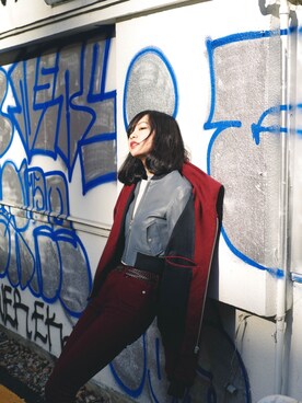 「ALLSAINTS（オールセインツ）のアイテム（ノーカラージャケット）」を使った、ぽんこさん（レディース・165cm）の冬コーディネート