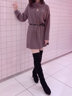 「足長効果」｜「アイテム（ブーティ）」を使った、Miyanさん（レディース・164cm）の冬コーディネート