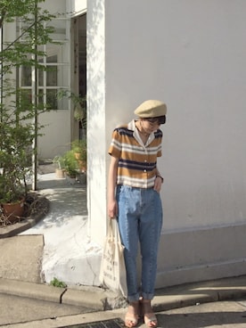 「TODAYFUL（トゥデイフル）のアイテム（ハンチング/ベレー帽）」を使った、AYAKA NAGASUEさん（レディース・154cm）の春コーディネート