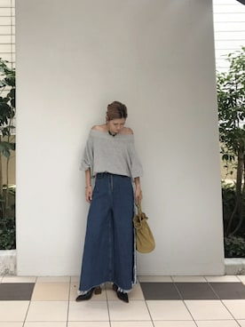 「アイテム（ブーティ）」を使った、AYAKA NAGASUEさん（レディース・154cm）の夏コーディネート