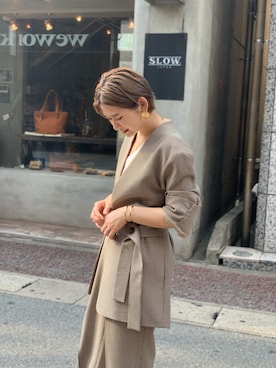 「TODAYFUL（トゥデイフル）のアイテム（テーラードジャケット）」を使った、AYAKA NAGASUEさん（レディース・154cm）の夏コーディネート