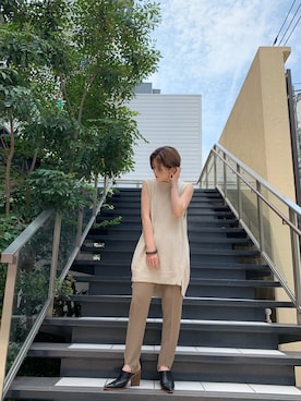 「アイテム（デニムパンツ、ベージュ系）」を使った、AYAKA NAGASUEさん（レディース・154cm）の夏コーディネート