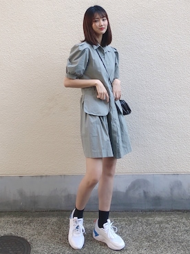 「韓国コーデ」｜「アイテム（シャツワンピース）」を使った、あいりさん（レディース・168cm）の夏コーディネート