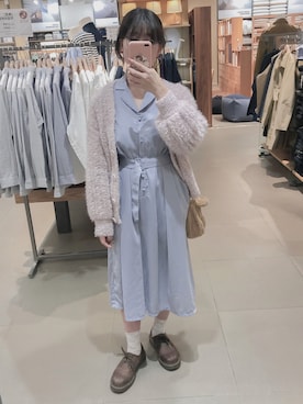 「merry jenny（メリージェニー）のアイテム（シャツワンピース）」を使った、Hikaruさん（レディース・158cm）の春コーディネート