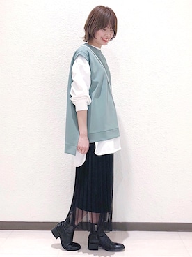 「JEANASIS（ジーナシス）のシャツテイルBIGロンT/826709（Tシャツ/カットソー）」を使った、まるさん（JEANASIS）さん（レディース・171cm）の春コーディネート