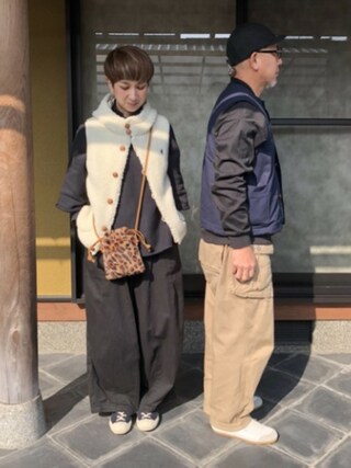 mizu&son使用「MoonStar（【別注】＜MOONSTAR＞∴コットンリネンミリタリースニーカー）」的時尚穿搭