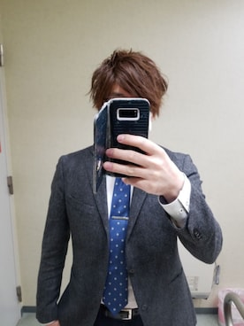 「アイテム（ネクタイピン）」を使った、Daisukeさん（メンズ・175cm）の春コーディネート