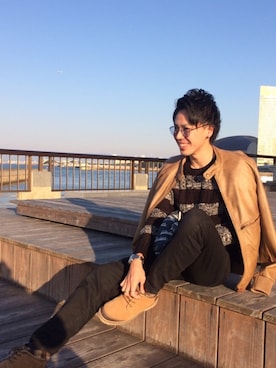 「VANS（バンズ）のアイテム（シューズ、ブラウン系）」を使った、幸太さん（メンズ・172cm）の秋コーディネート