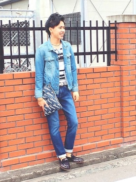 「NANO universe（ナノユニバース）のアイテム（デニムジャケット、ブルー系）」を使った、幸太さん（メンズ・172cm）の秋コーディネート