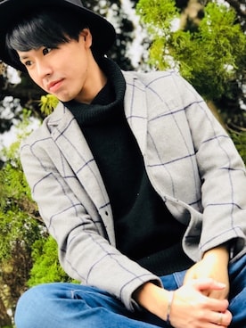 「ZARA（ザラ）のアイテム（ハット、ブラック系）」を使った、幸太さん（メンズ・172cm）の冬コーディネート