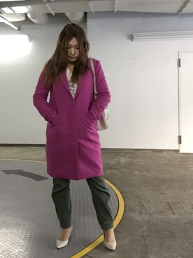 「LIPSERVICE（リップサービス）のアイテム（チェスターコート）」を使った、AYAbooさん（レディース・155cm）の冬コーディネート