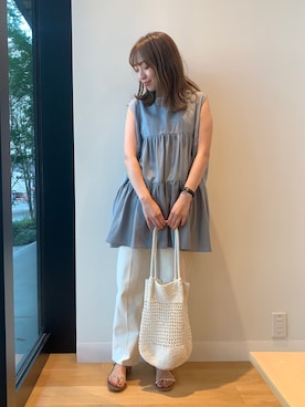 「URBAN RESEARCH DOORS（アーバンリサーチドアーズ）のハイライズデニムパンツ（デニムパンツ）」を使った、maikoさん（レディース・154cm）の夏コーディネート