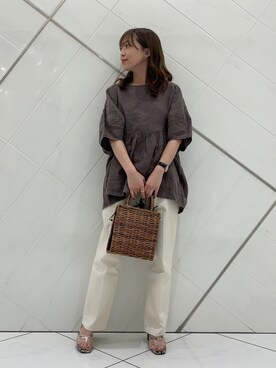 「URBAN RESEARCH DOORS（アーバンリサーチドアーズ）のハイライズデニムパンツ（デニムパンツ）」を使った、maikoさん（レディース・154cm）の夏コーディネート