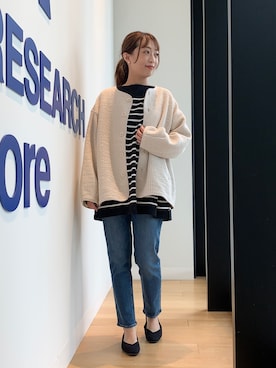 「秋トレンド2021」｜「アイテム（ノーカラージャケット）」を使った、maikoさん（レディース・154cm）の秋コーディネート