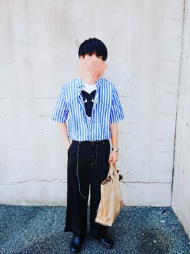 「時計」｜「アイテム（スリッポン）」を使った、しゃいすさん（メンズ・175cm）の夏コーディネート