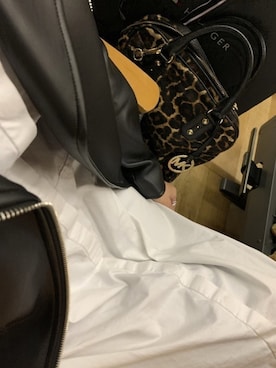 「シャツワンピ」｜「アイテム（ライダースジャケット）」を使った、marukoさん（レディース・163cm）の冬コーディネート