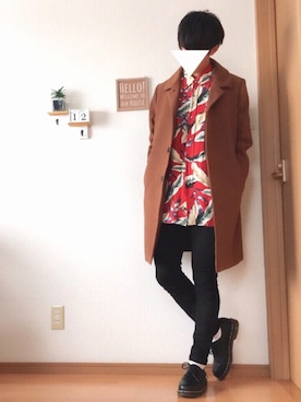 「アイテム（ステンカラーコート）」を使った、おさゆうさん（メンズ・168cm・10代）の冬コーディネート