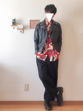 「WEGO（ウィゴー）のアイテム（ライダースジャケット）」を使った、おさゆうさん（メンズ・168cm）の春コーディネート