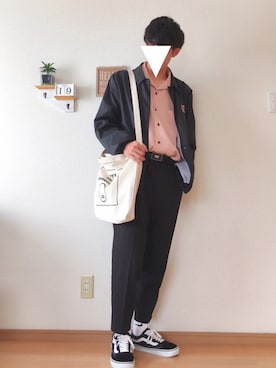 「アンクルパンツ」｜「アイテム（ナイロンジャケット）」を使った、おさゆうさん（メンズ・168cm）の春コーディネート