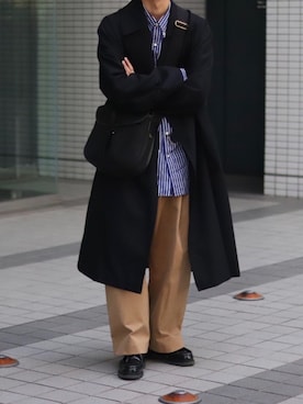 「COMOLI（コモリ）のアイテム（トレンチコート）」を使った、おさゆうさん（メンズ・168cm）の秋コーディネート