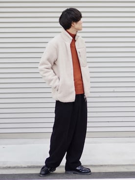 「アイテム（ブルゾン、ベージュ系）」を使った、おさゆうさん（メンズ・168cm）の秋コーディネート
