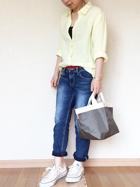 「UNIQLO（ユニクロ）のWOMEN プレミアムリネンシャツ（長袖）A（シャツ/ブラウス）」を使った、hiroさん（レディース・150cm）の春コーディネート