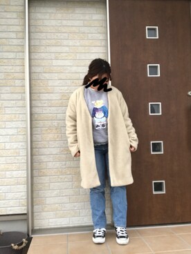 「スエット」｜「アイテム（その他アウター）」を使った、みかこさん（レディース・152cm）の冬コーディネート