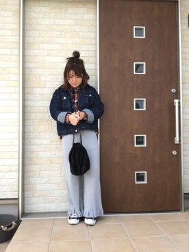 「URBAN RESEARCH ROSSO WOMEN（アーバンリサーチ　ロッソ）のアイテム（デニムジャケット）」を使った、みかこさん（レディース・152cm）の冬コーディネート