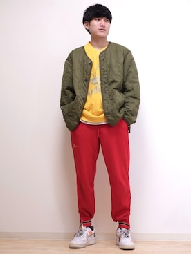「ASICS（アシックス）のアイテム（パンツ）」を使った、えすまるさん（メンズ・170cm）の冬コーディネート