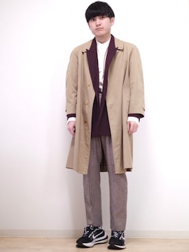 「COACH」｜「アイテム（トレンチコート）」を使った、えすまるさん（メンズ・170cm）の春コーディネート
