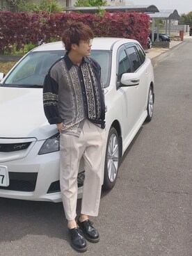 「DHOLIC（ディーホリック）のアイテム（スラックス）」を使った、reoさん（メンズ・178cm）の夏コーディネート