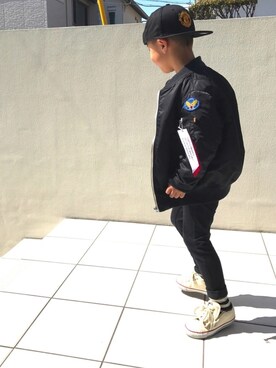 「Alpha Industries（アルファインダストリーズ）のアイテム」を使った、SⅡK†さん（キッズ・110cm）の春コーディネート