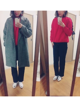 「シルバーシューズ」｜「アイテム（チェスターコート）」を使った、sさん（レディース・161cm）の冬コーディネート