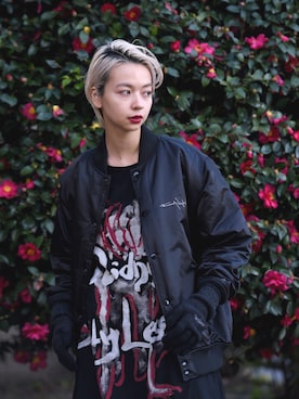 「Yohji Yamamoto（ヨウジヤマモト）のアイテム（ブルゾン）」を使った、ナカヤマキミさん（レディース・172cm）の冬コーディネート