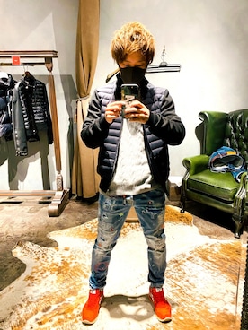 「アイテム（スマホケース/カバー、シルバー系）」を使った、しゅーたろさん（メンズ・163cm）の冬コーディネート